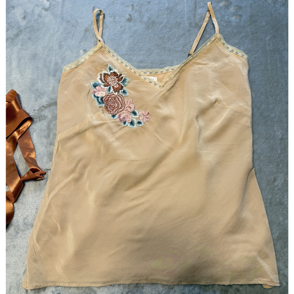 Banana Republic Tops - Vintage Y2K Silk Babydoll Top Fairy Festival Dainty 90's Lace Embroidered
